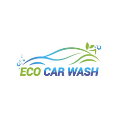Vector logo template for eco car washing. Car wash icon isolated on white background.