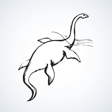 Plesiosaur dinosaur. Vector drawing