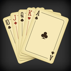Straight from Ten to Ace - vintage playing cards vector illustration