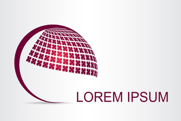 Logo stylized spherical surface with abstract shapes