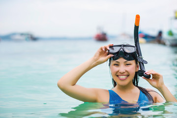 Swimmer with snorkling glasses