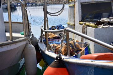 Fototapeta na wymiar fisherman boats in harbor in Cyprus 
