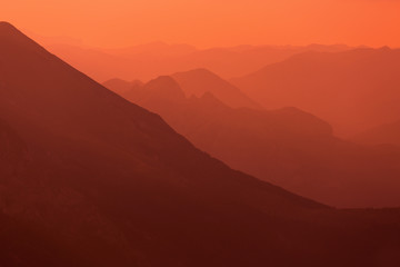 Fototapeta na wymiar Colorful mountain landscapes.Sunset