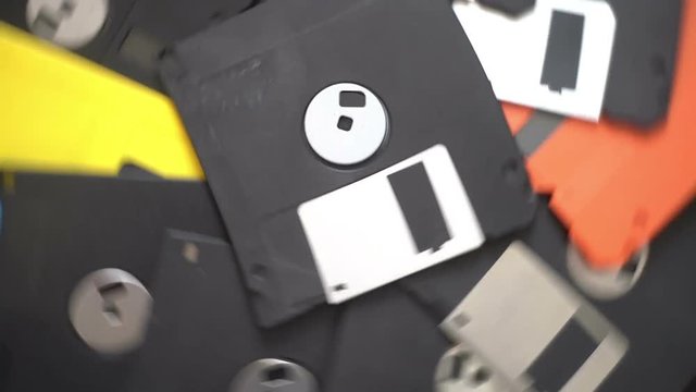 Retro Old Computer Floppy Disks Rotating
