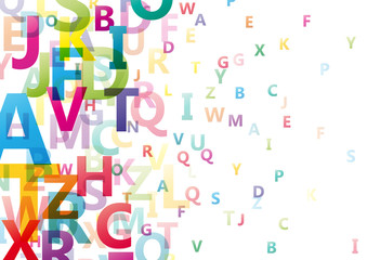 Vector abstract alphabet background with flying letters