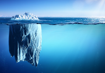 Iceberg Floating On Sea - Appearance And Global Warming Concept
 - obrazy, fototapety, plakaty