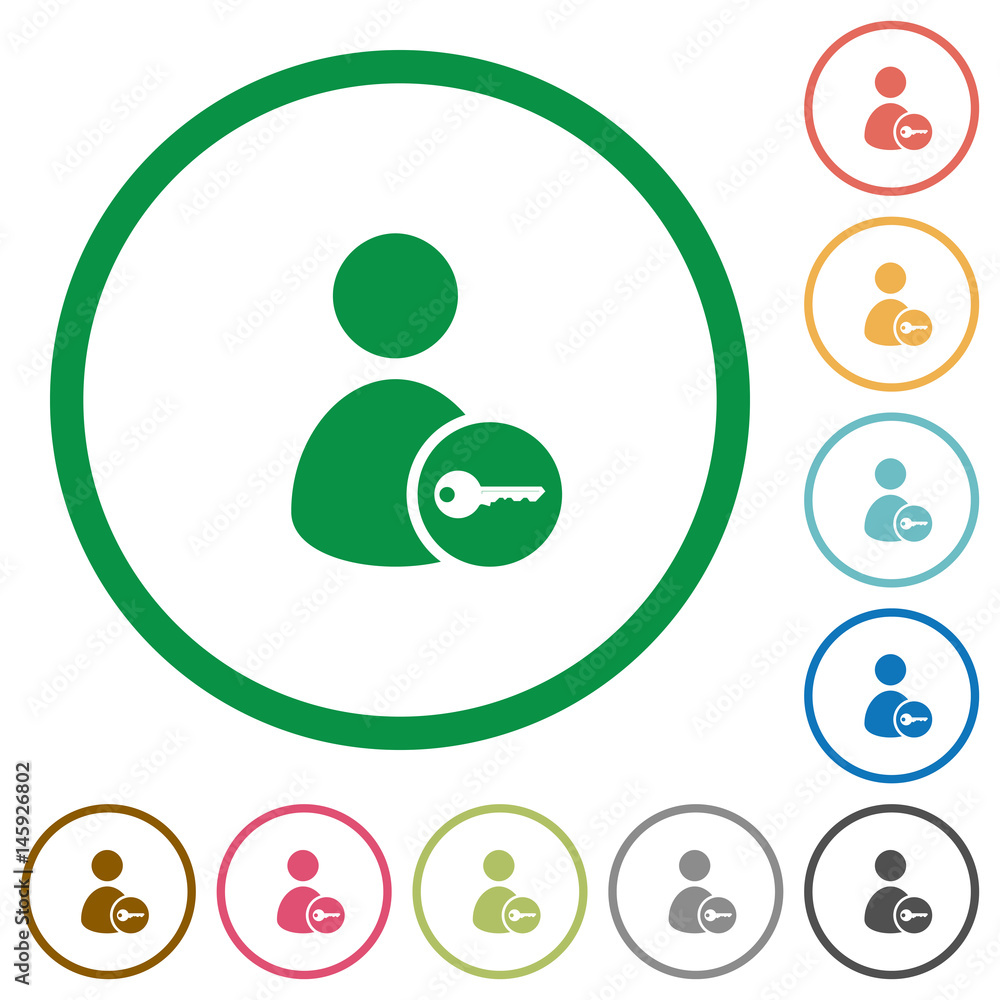 Poster secure user account flat icons with outlines