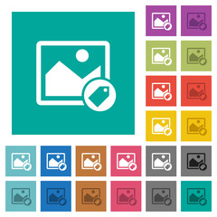 Image tagging square flat multi colored icons