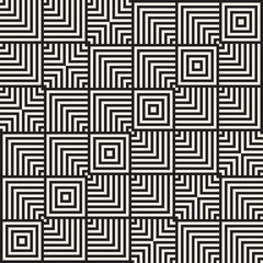 Stylish Lines Maze Lattice. Ethnic Monochrome Texture. Abstract Geometric Background. Vector Seamless Black and White Pattern...