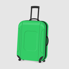 Hand suitcase of green color isolated on a white background.