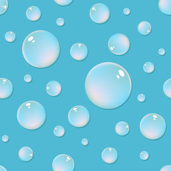 Iridescent bubbles on the turquoise background.