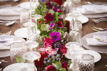 Luxury table for a wedding decorated with flowers