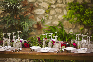 Luxury table for a wedding decorated with flowers