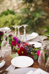 Luxury table for a wedding decorated with flowers