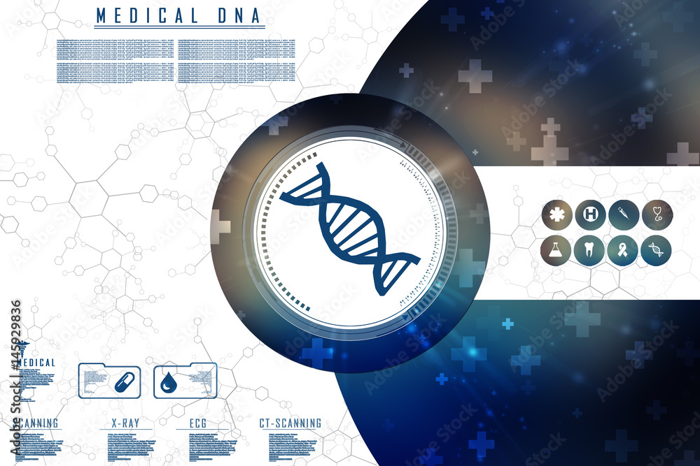 Poster 2d render of dna structure, abstract background
