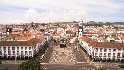 Obraz premium Aerial view of Praca da Republica in Ponta Delgada, Azores, Portugal.