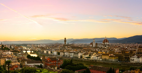 Florence summer sunset panoramic view, Tuscany, Italy