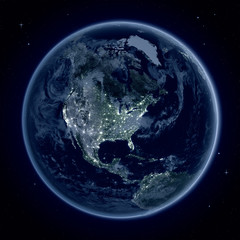 North America at night from space