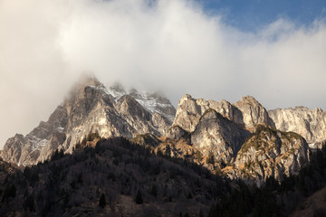 Naklejka na ściany i meble Beautiful mountain scenery from Fleres valley, near Brenner Pass, Italy