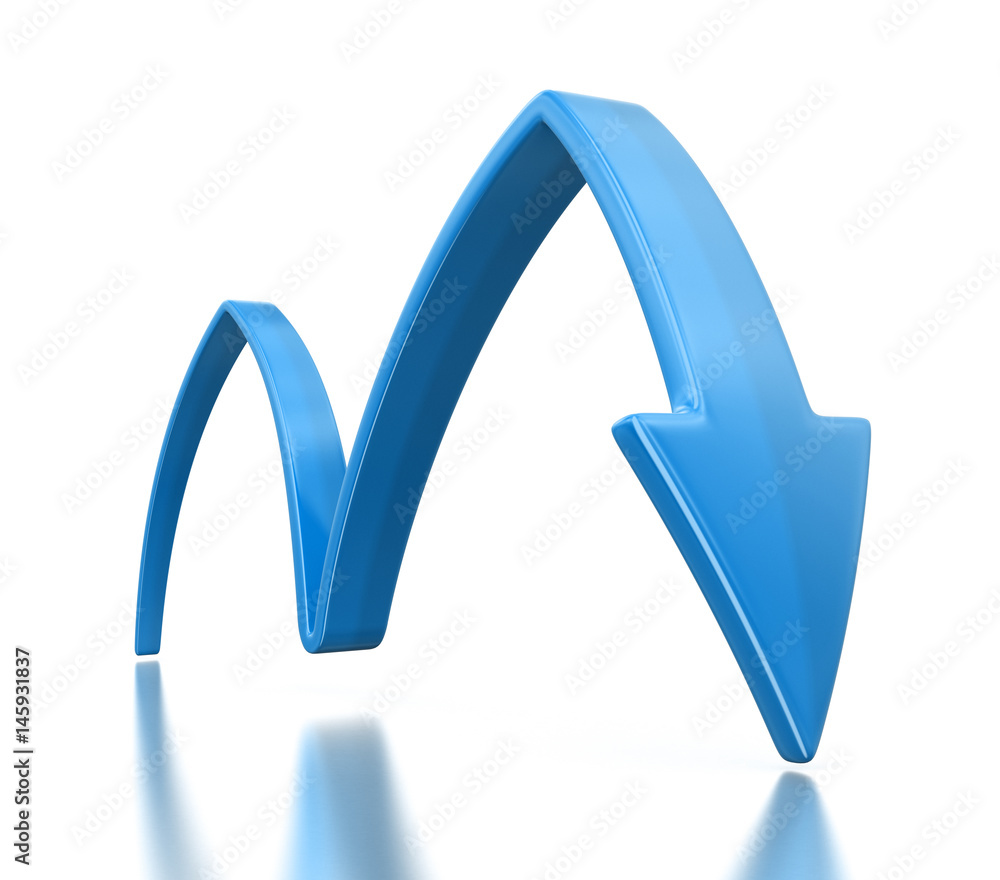Poster 3d arrow downwards. image with clipping path