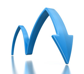 3d arrow downwards. Image with clipping path