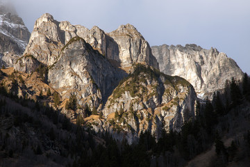 Beautiful mountain scenery from Fleres valley, near Brenner Pass, Italy