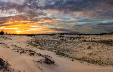 Panoramic view of the power tower at sunset in sands
