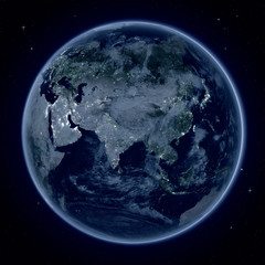Fototapeta na wymiar Asia at night from space