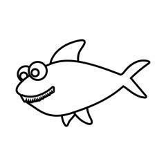 monochrome silhouette of big shark vector illustration