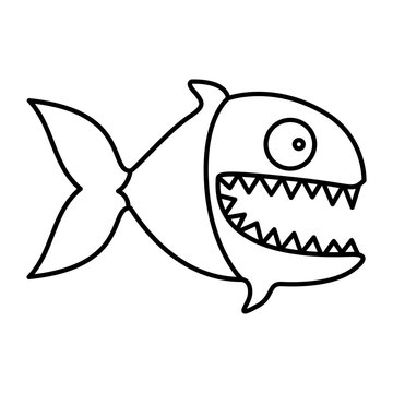 recommend clip art: monochrome silhouette of piranha with big teeths vector illustration