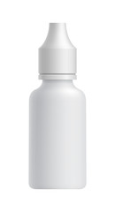 Plastic blank pharmacy packaging bottle isolated on white background vector illustration. Packaging design element for branding.