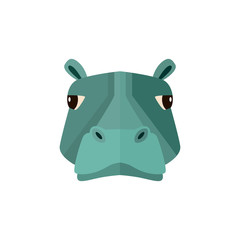 Hippo head icon isolated on white background vector illustration. Wild animal pictogram, zoo emblem in flat design