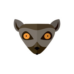 Lemur head icon isolated on white background vector illustration. Wild animal pictogram, zoo emblem in flat design