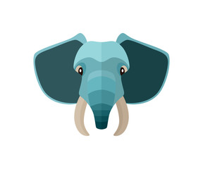 Elephant head icon isolated on white background vector illustration. Wild animal pictogram, zoo emblem in flat design