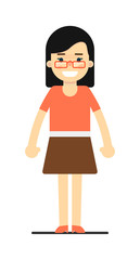 Beautiful pretty woman in casual clothes isolated on white background vector illustration. People personage in flat design.