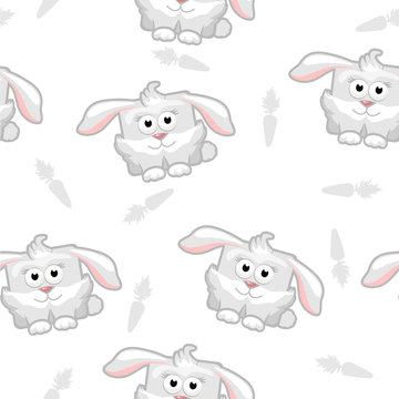 seamless pattern square  rabbit with carrot in vector