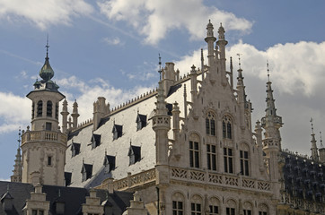Fototapeta na wymiar Leuven : Centre-ville, Grand-Place, Hôtel de ville et Collégiale Saint-Pierre