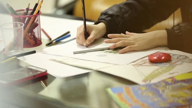 Kids Drawing With Colored Pencils