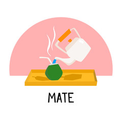 Fototapeta premium Traditional mate drink from Latin America cartoon illustration vector in bright colors