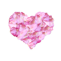 Heart shape of pink petals