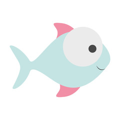 light colours silhouette of fish with big eye and small pupil vector illustration