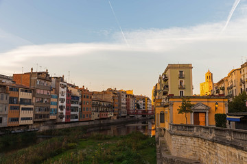 Fototapeta na wymiar The medieval quarter of Gerona. Costa Brava, Catalonia, Spain.