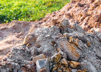 Texture of stone and soil on rocky mountain soil