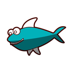 aquamarine silhouette of big shark vector illustration