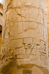 Columns' detail in the Karnak temple in Luxor, Egypt