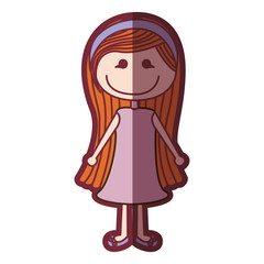 color silhouette shading cartoon long hair girl with rose dress vector illustration