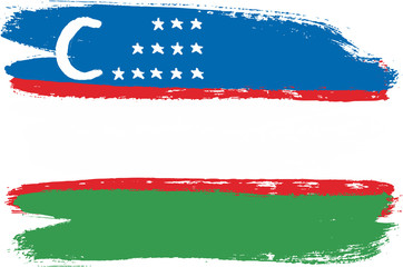 Uzbekistan Flag Vector Hand Painted with Rounded Brush