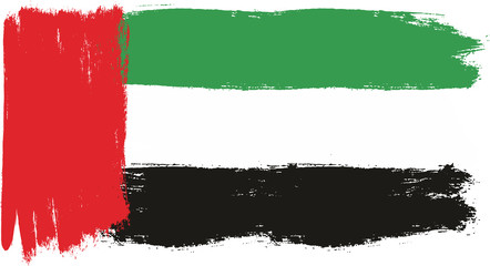 United Arab Emirates Flag Vector Hand Painted with Rounded Brush