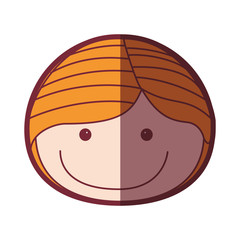 color silhouette shading cartoon front face boy with blond hair vector illustration