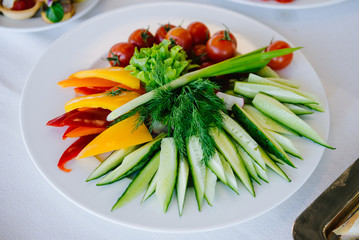 Vegetable mix, beautifully served on white plate